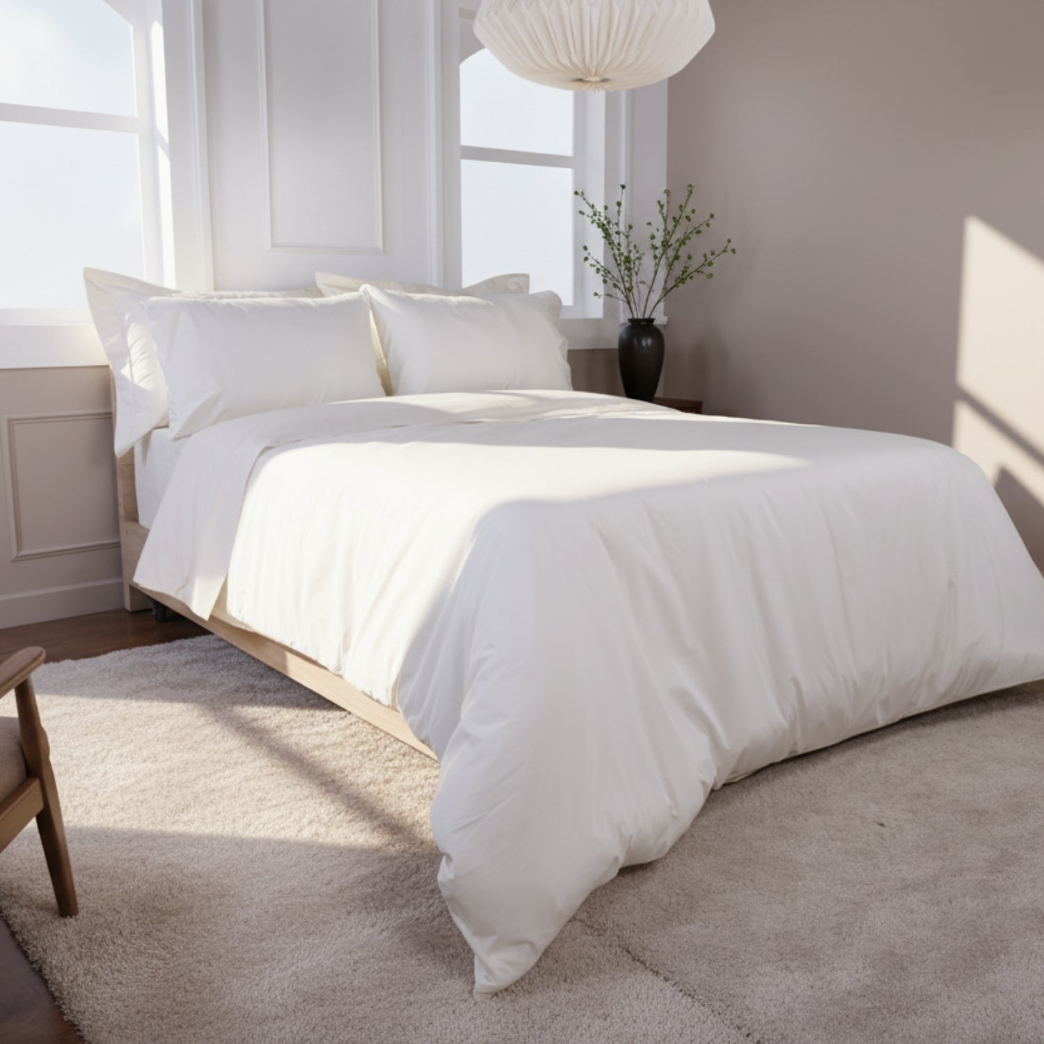 Ivory Crisp Cool Percale Duvet Set